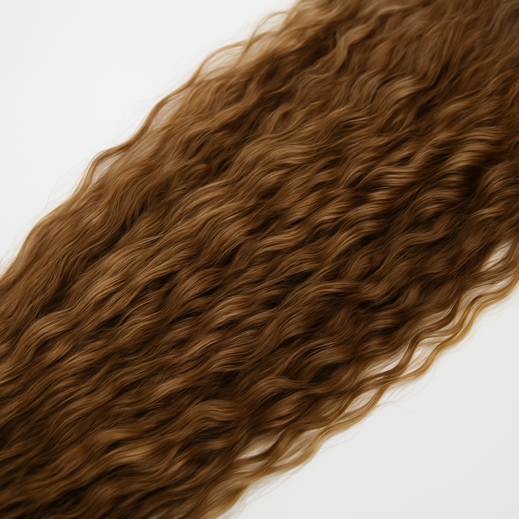 Brown hair extensions on a white background