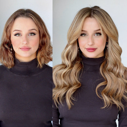 blunt bob hair extension transformation