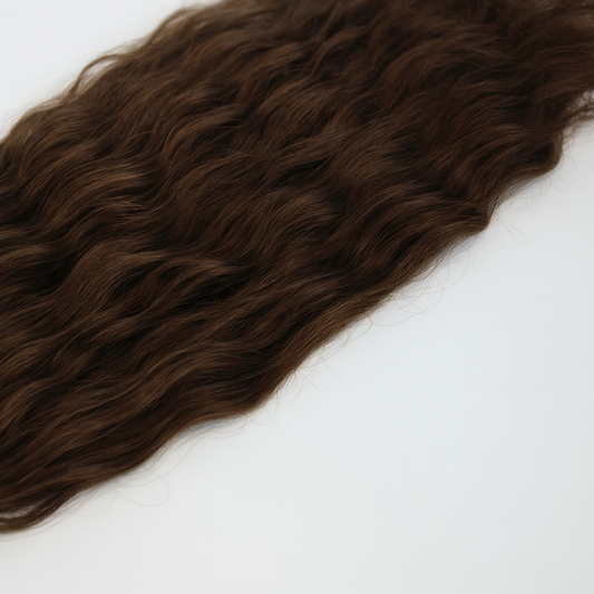Brown hair extensions on a white background