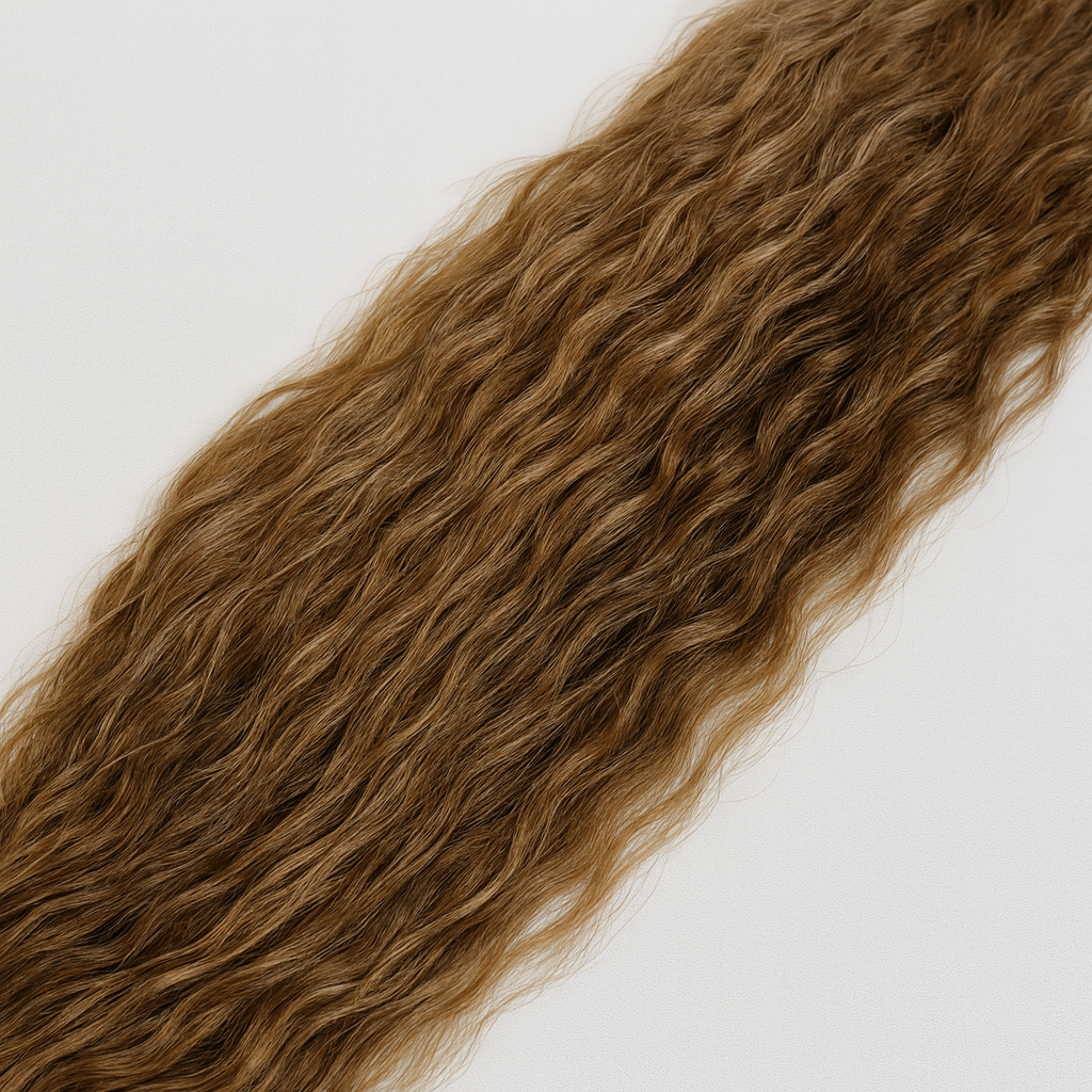 Brown hair extensions on a white background